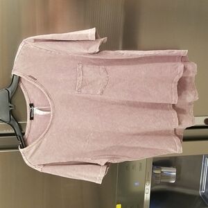 💕AVOCADO💕 Crew Neck Short Sleeve Pocket T-shirt ~ Pink Acid Wash One Size